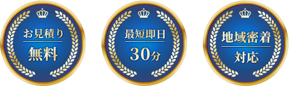お見積り無料 最短即日30分 地域密着対応